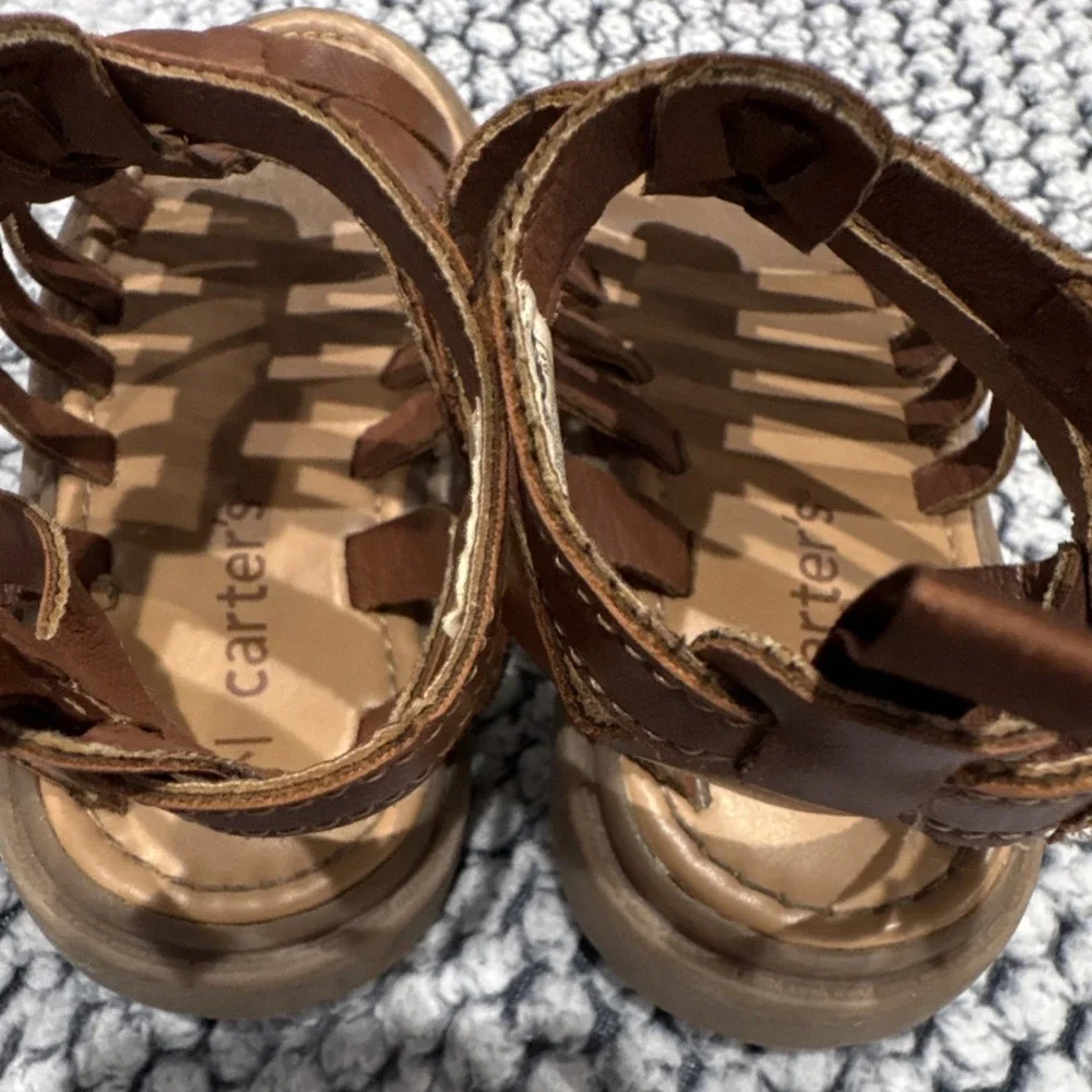 Carter's Gladiator Sandals Brown Faux Leather Kids Adjustable US 9 Unisex